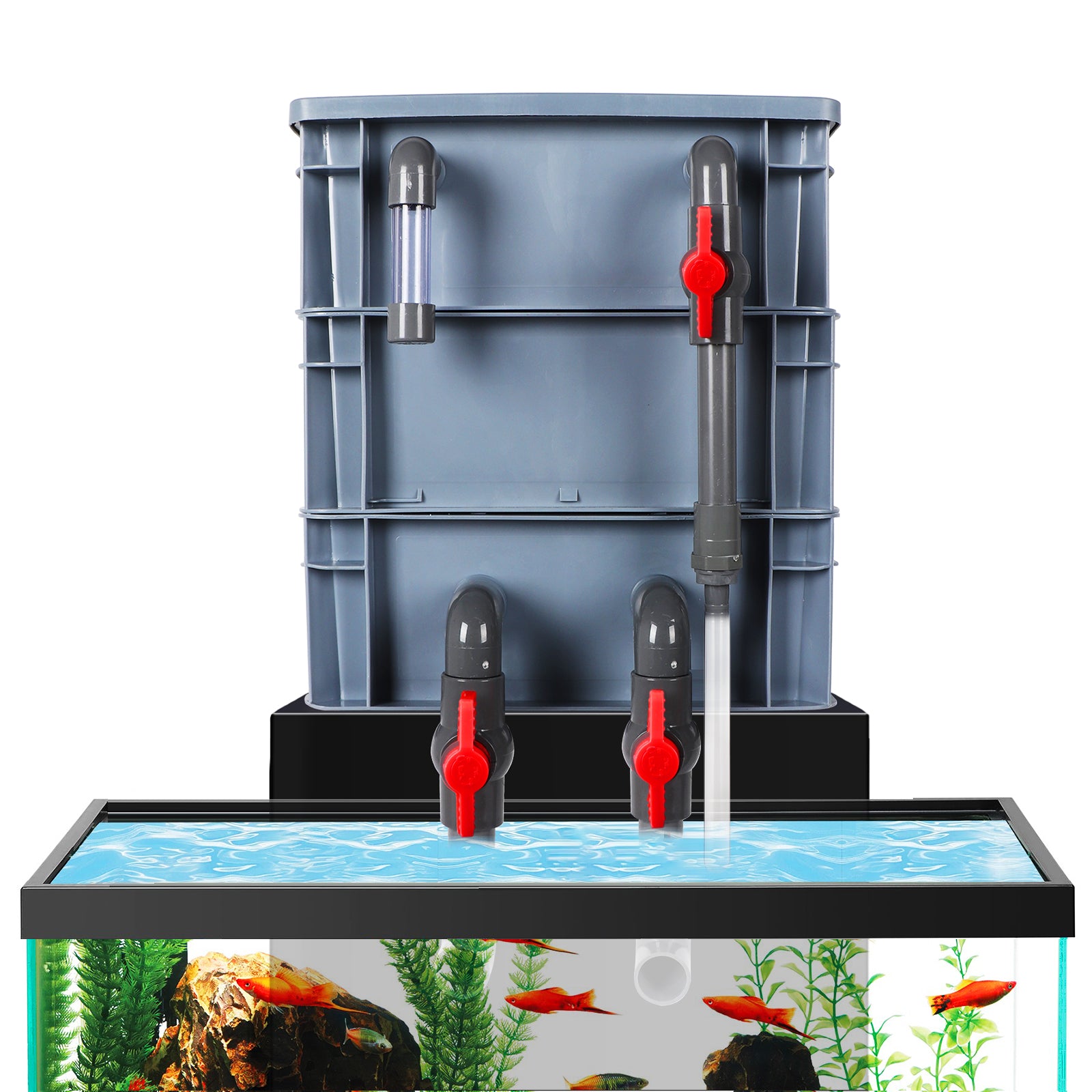 VNEKVA 3-Layer Fish Tanks Filter Box, Aquarium Filter with Pump and Filter Media, Suitable for 12-75 Gallon Large Fish Tanks and Outdoor Small Fish Ponds