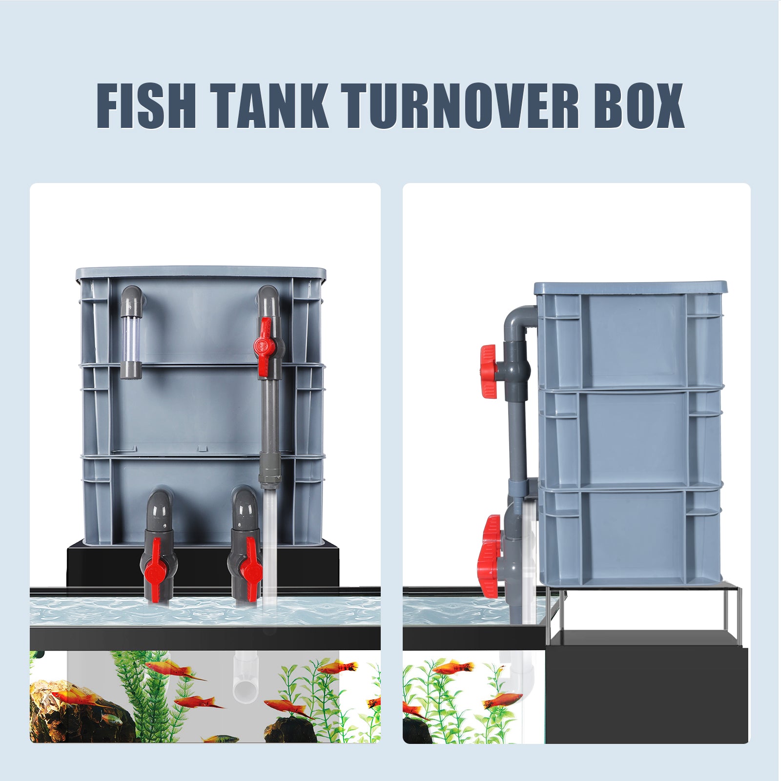 VNEKVA 3-Layer Fish Tanks Filter Box, Aquarium Filter with Pump and Filter Media, Suitable for 12-75 Gallon Large Fish Tanks and Outdoor Small Fish Ponds