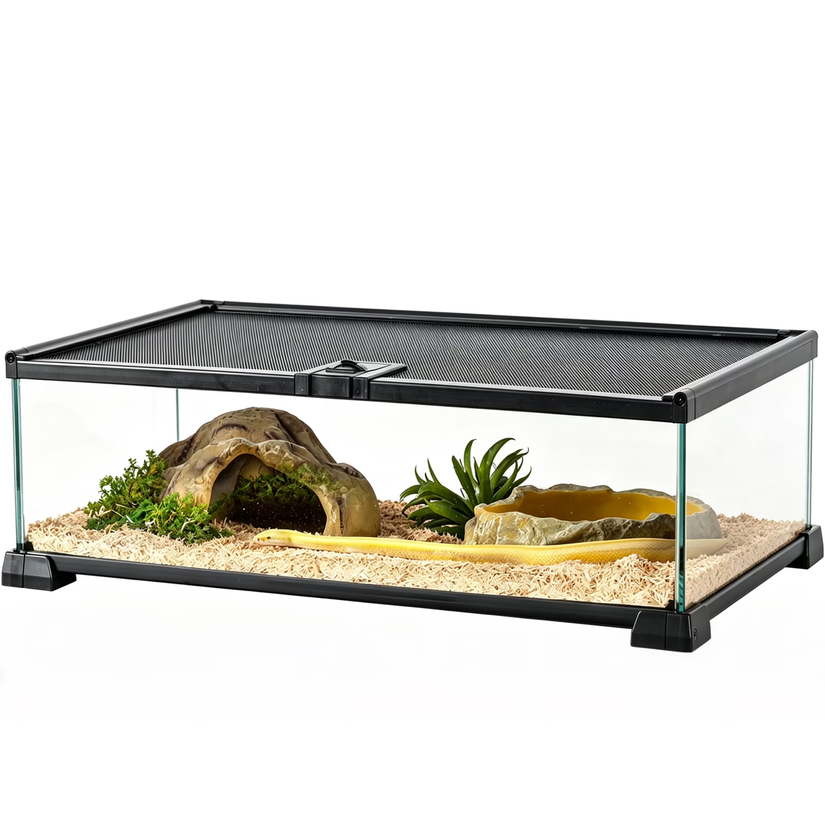 VNEKVA Square Glass Reptile Terrarium, Magnetic Screen Top Enclosure Tank for Geckos, Turtles, Spiders, Lizards, Chameleons, Snakes & Fish