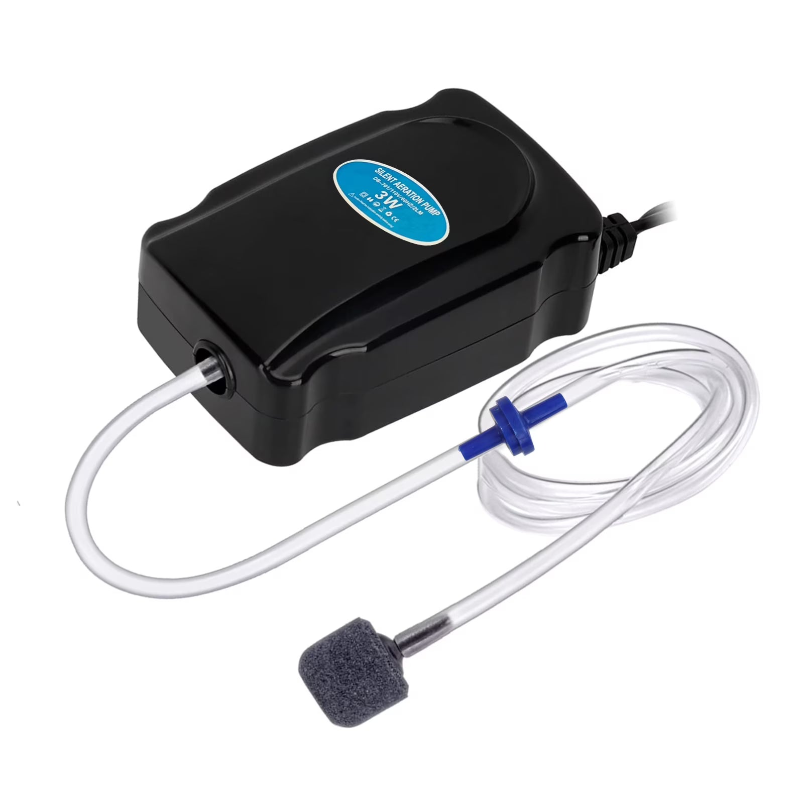 VNEKVA 3W Mini Aquarium Air Pump Kit for 5-20 Gallon Tanks - Complete with Air Tube, Bubbler Stone & Check Valve