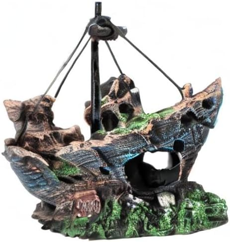 VNEKVA Resin Shipwreck Aquarium Decoration, Multi-Style Fish Tank Ornament for 10-55 Gallon Tanks