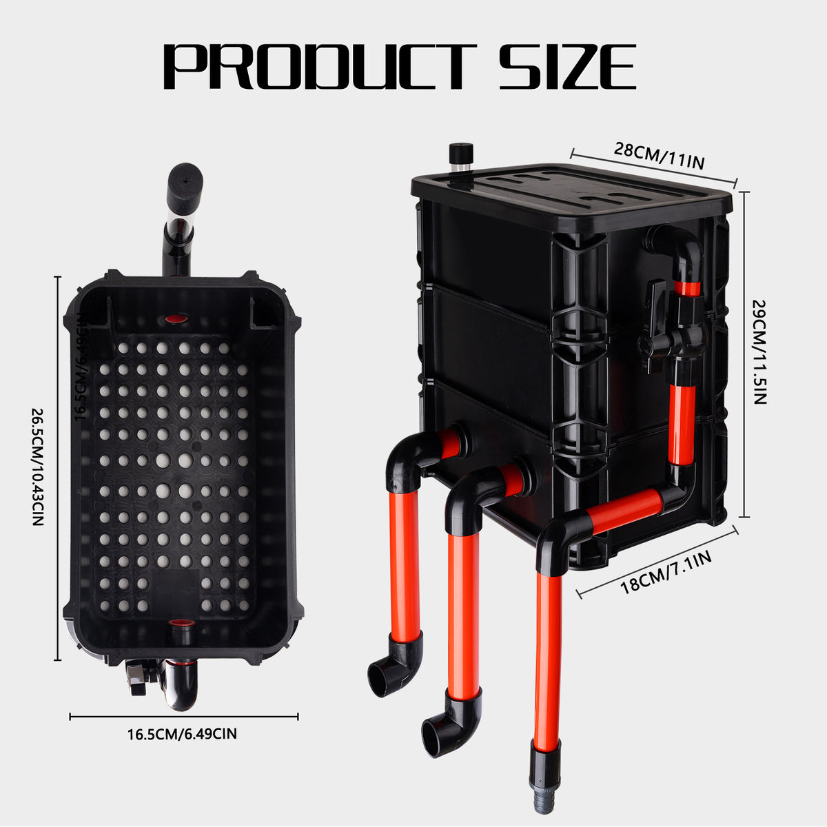 VNEKVA 3-Layer Fish Tank Filter Box with 25W Pump, Adjustable Inlet & 3 Filter Pads, Wet Dry Drip Filtration System for 10-55 Gallon Fish and Turtle Tanks