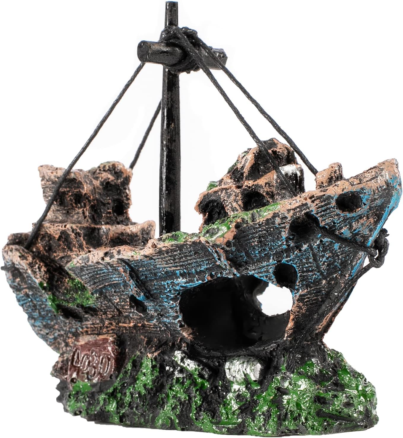 VNEKVA Resin Shipwreck Aquarium Decoration, Multi-Style Fish Tank Ornament for 10-55 Gallon Tanks