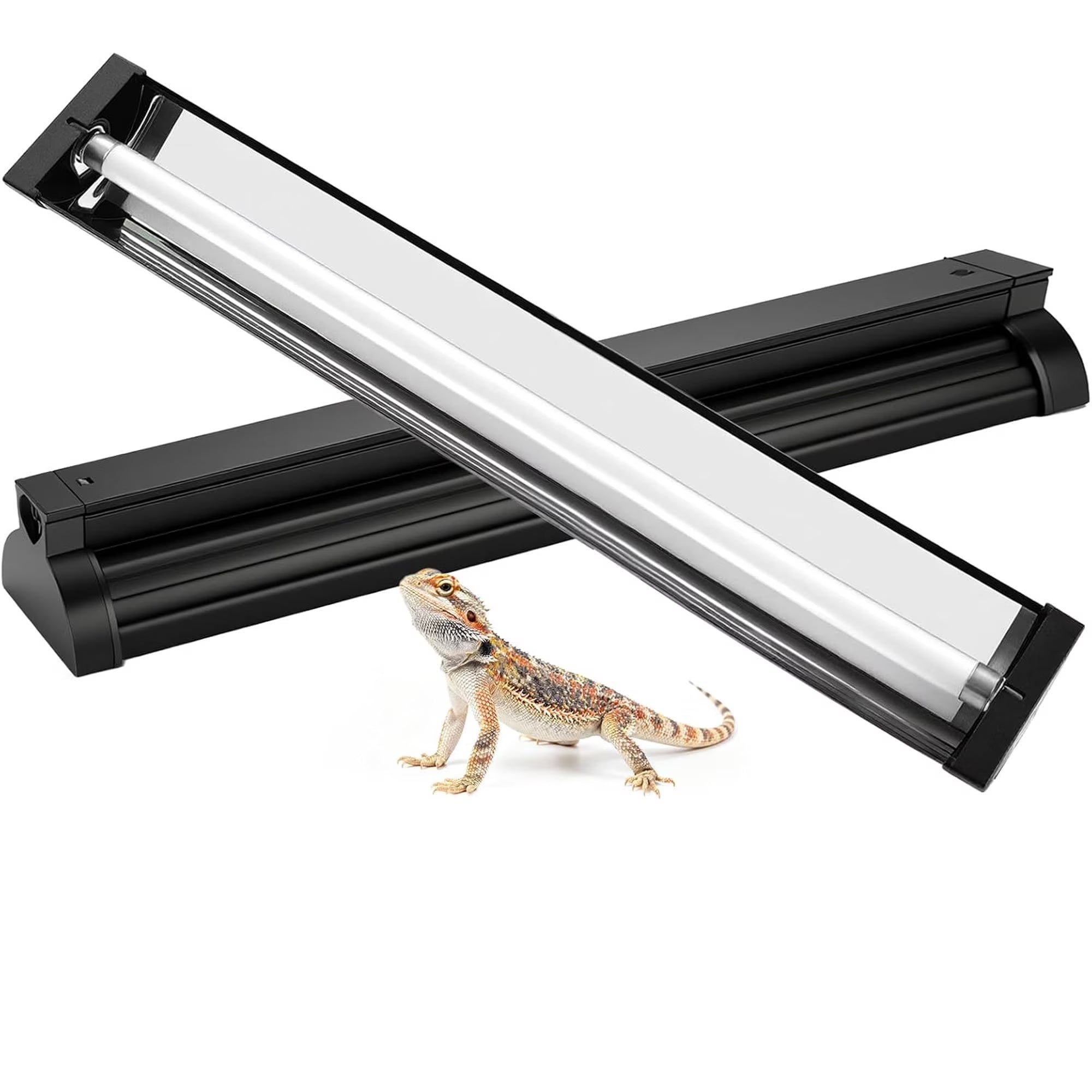 VNEKVA T5 10.0 UVB Reptile Light Combo Kit 8W - 12" Terrarium Hood with Desert Lamp for Gecko, Tortoise & Lizard
