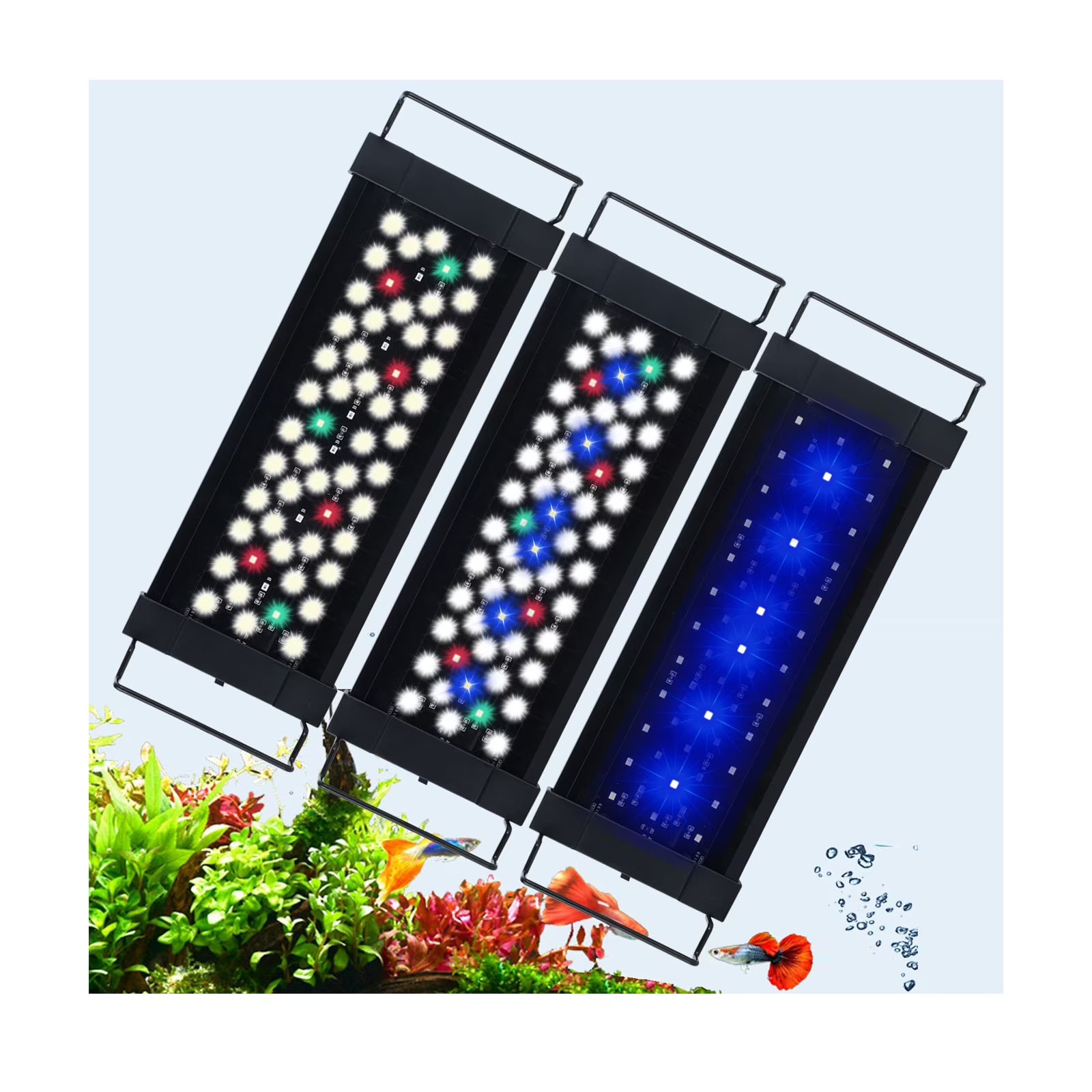 USB LED Aquarium Light for 12–18 Inch Tanks, Timer, 10-Level Dimming, 3 Light Modes (No USB Power Adapter)