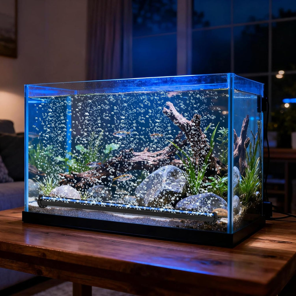 VNEKVA Submersible Aquarium Light with Air Bubble & Air Pump Kit, RGB Color Changing LED Fish Tank Light, 10 Inch