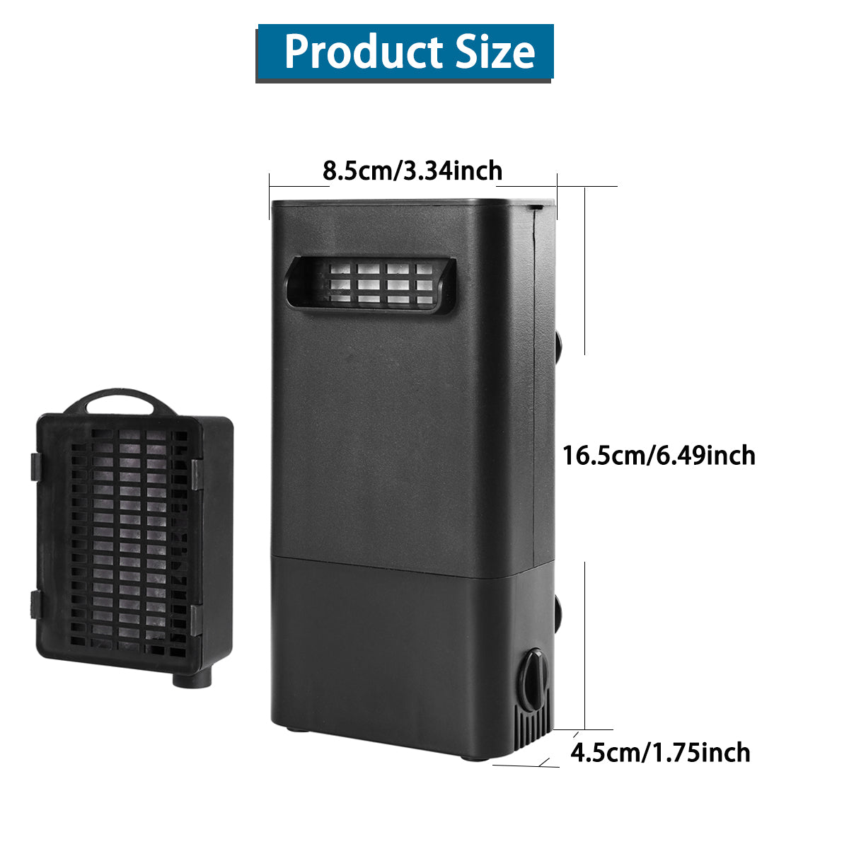 VNEKVA Low Water Level Turtle Tank Filter, 70GPH Internal Aquarium Filter for 2–8Gallon small Fish Tanks