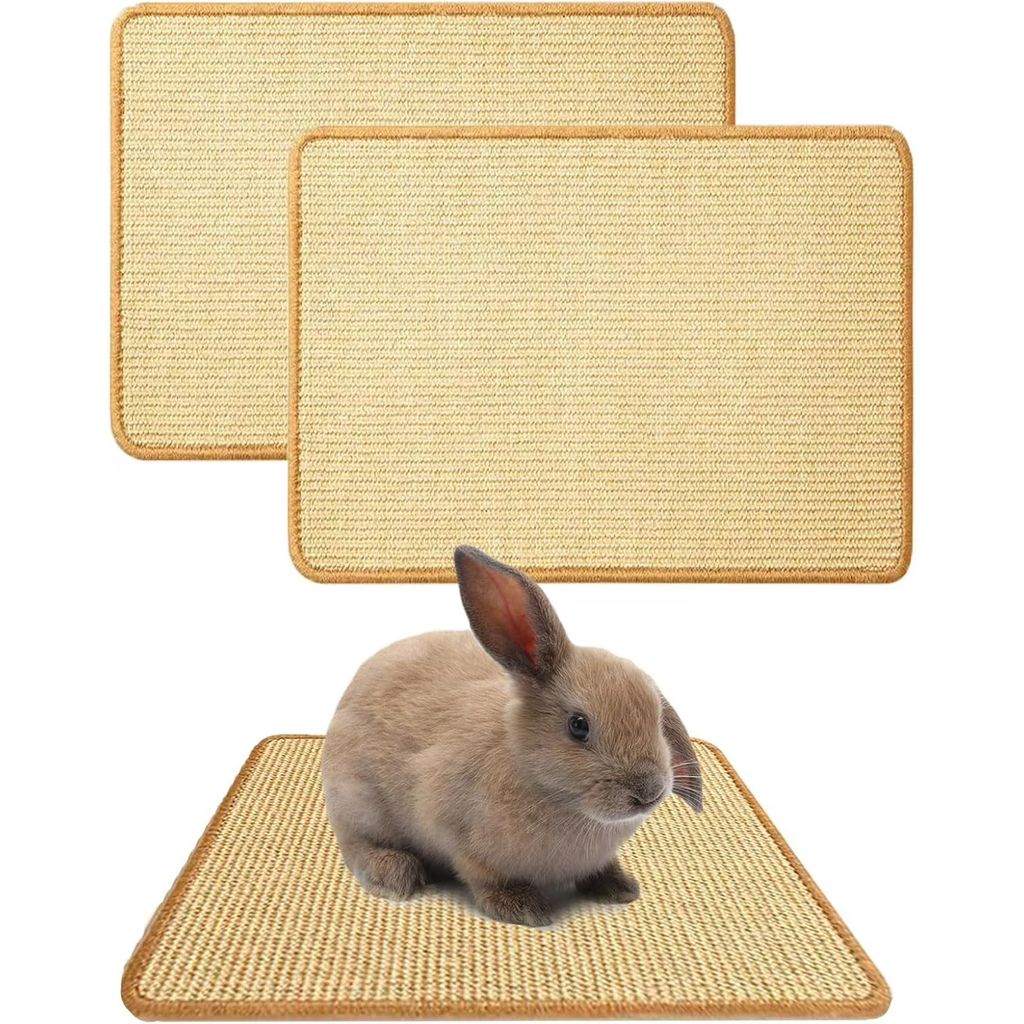 FIAQUA 2PCS Rabbit Scratch Mat, 16x12in Natural Bunny Scratching Pad, Claw & Teeth Care for Bunnies, Multi-Use Mat for Rabbit Cages - Chew Toy, Bedding, Sleeping & Nesting