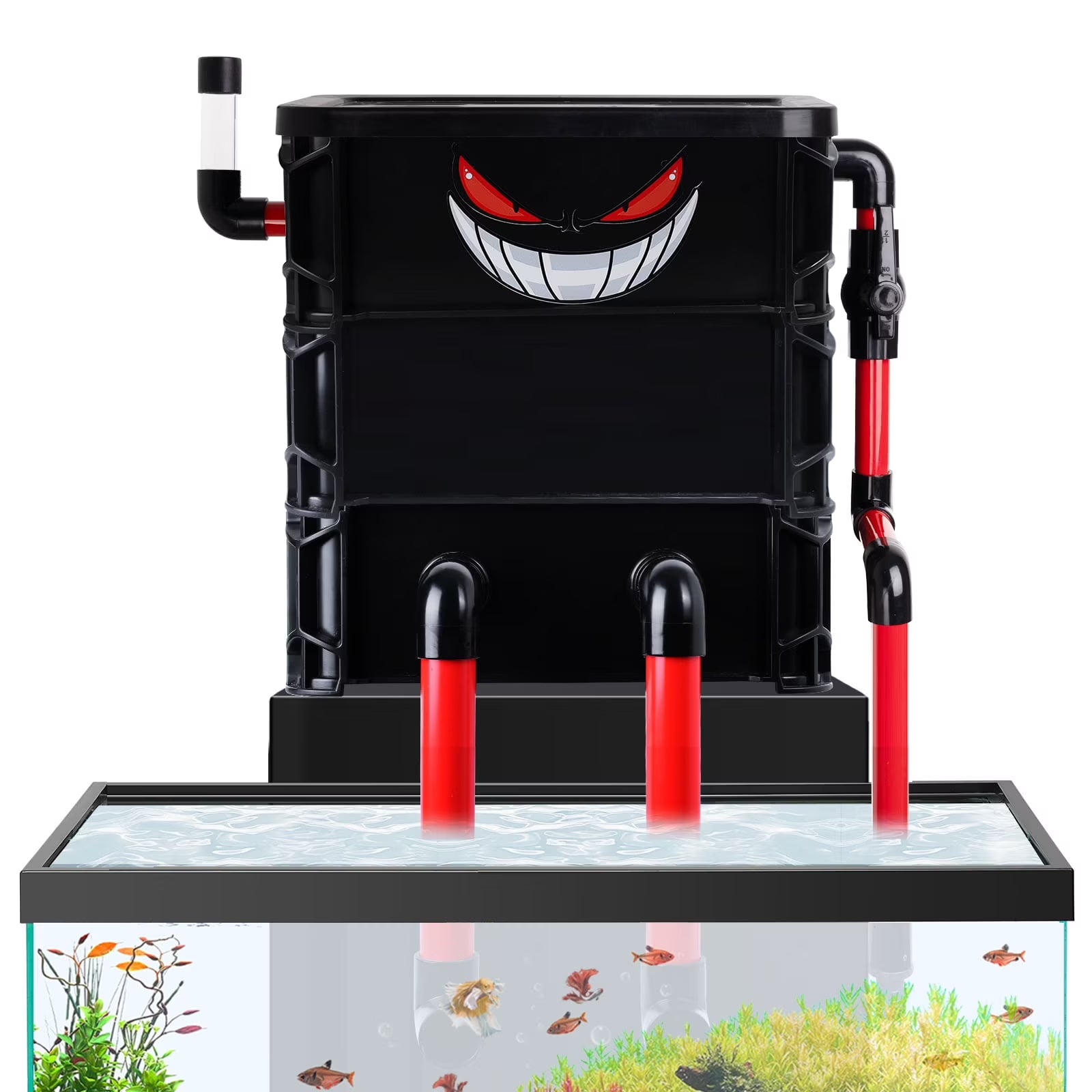 VNEKVA 3-Layer Fish Tank Filter Box Set with 3 Filter Pads - Top Mount Drip Dry Wet Filter for Fish Tank & Pool Water Circulation