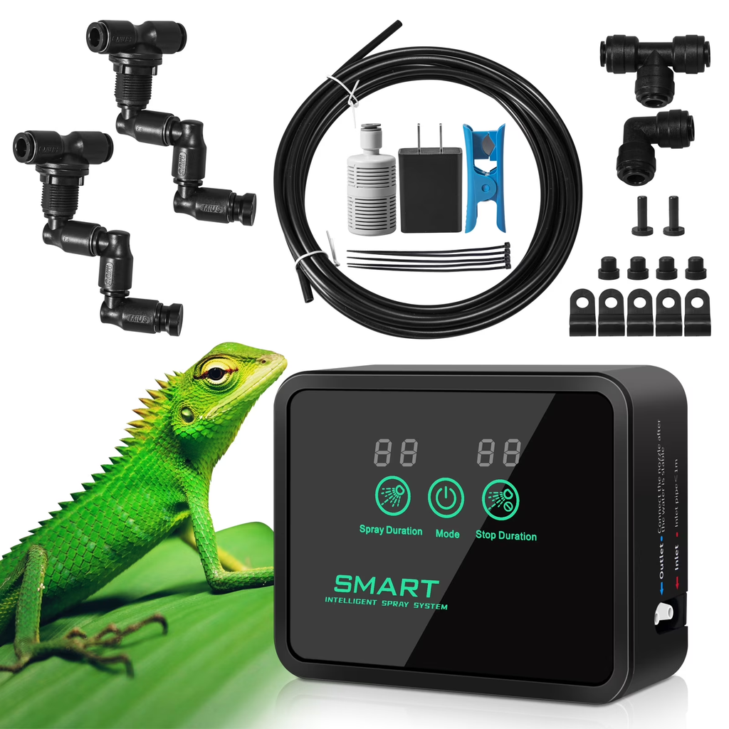 FINAQUA Reptile Humidifier with Automatic Mister – Intelligent Spray System, Adjustable Nozzles for Reptiles, Chameleons & Herbs