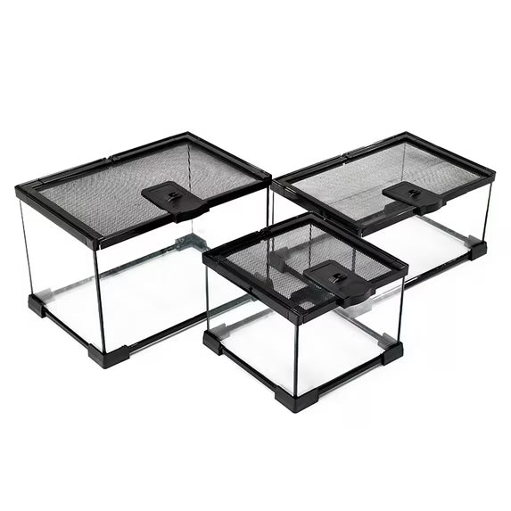 VNEKVA Square Glass Reptile Terrarium - Rainforest Landscaping Habitat for Geckos, Turtles, Spiders, Lizards, Chameleons, Snakes & Fish