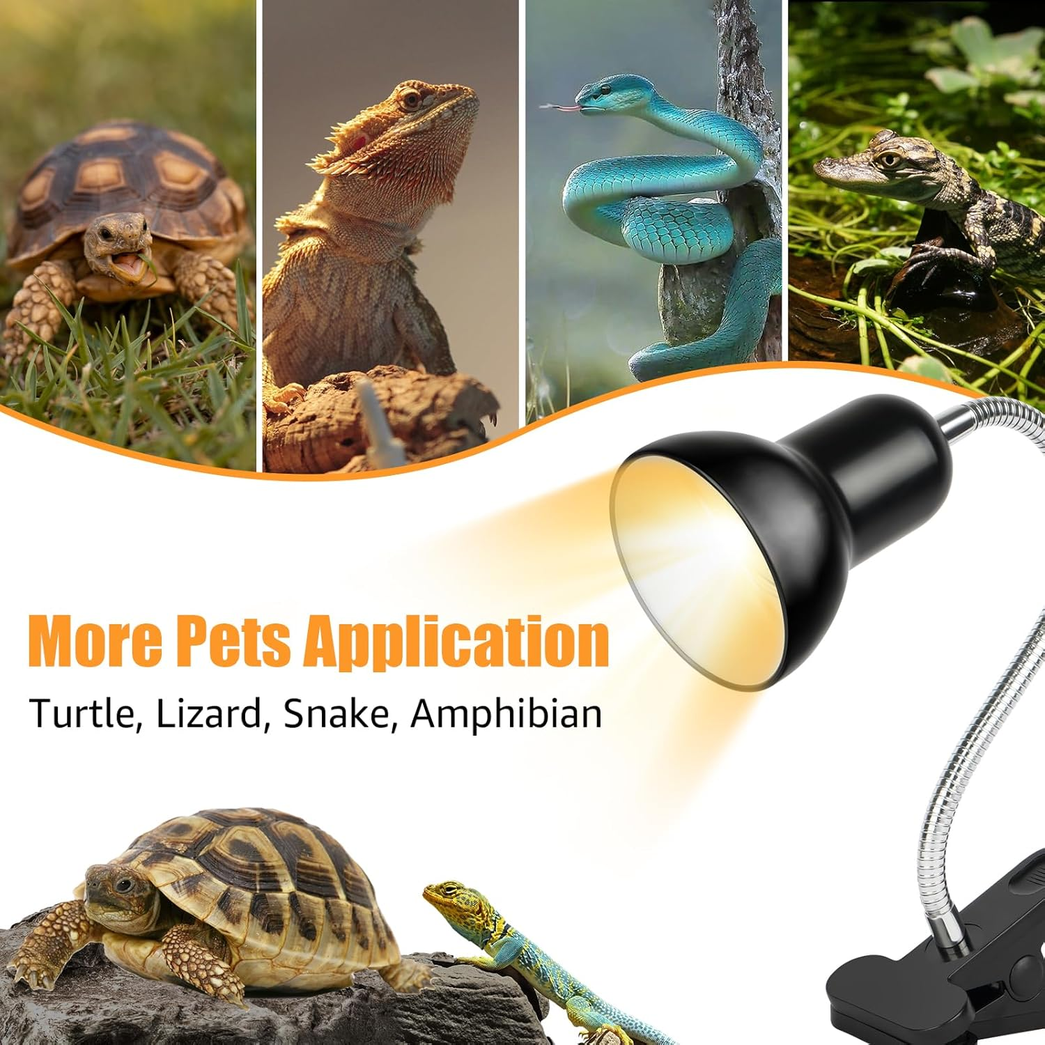 VNEKVA Reptile Heat Lamp with Timer, UVA/UVB Bulbs, Heating Light for Turtle, Lizard, Snake – 2 Bulbs