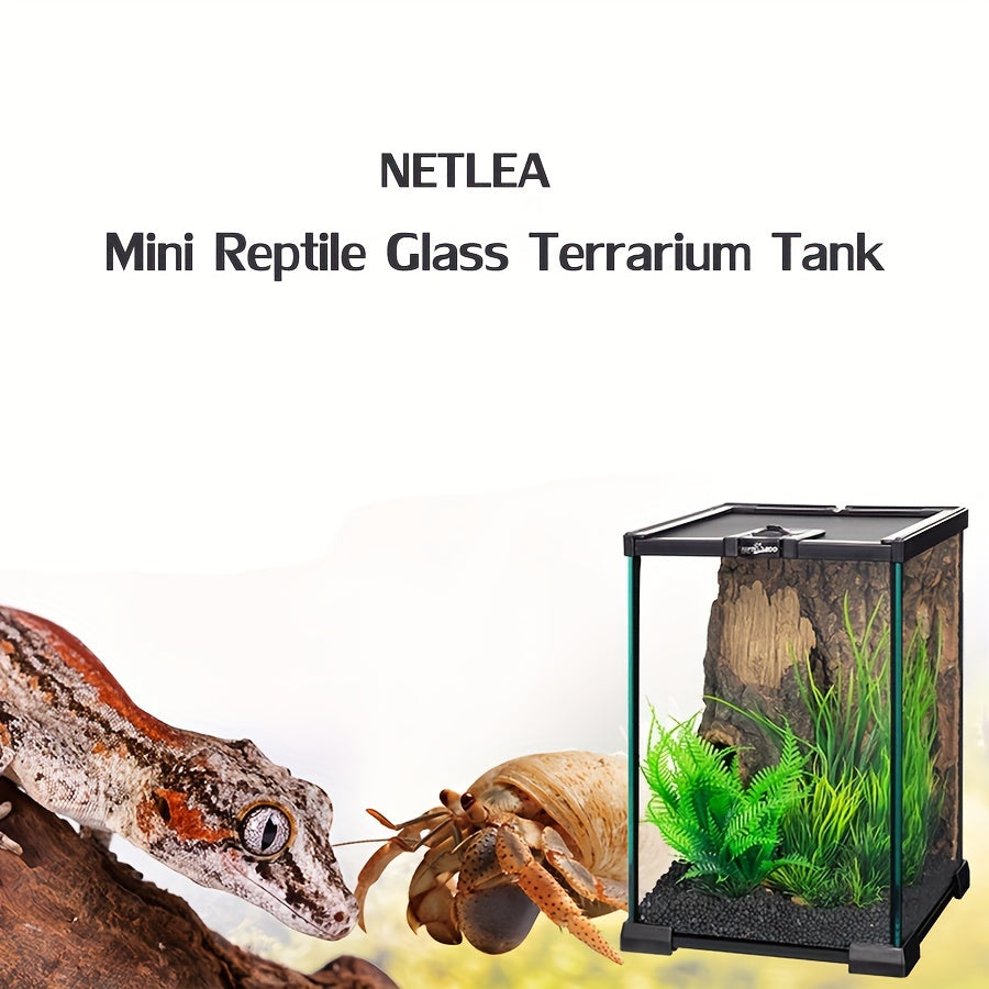 VNEKVA Reptile Terrarium Tank for Lizards, Geckos, and Frogs, Glass Enclosure with Top Opening and Locking Lid
