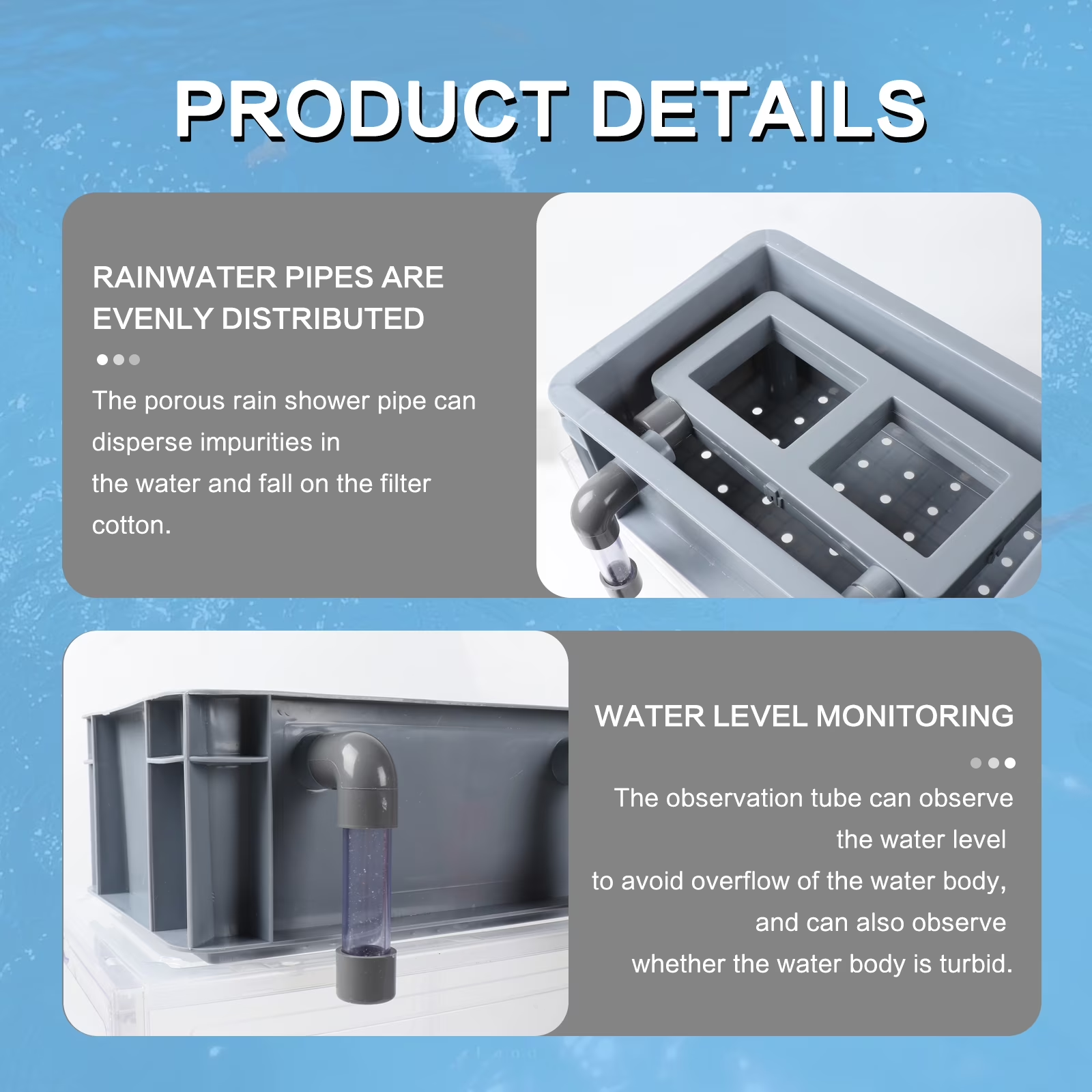 FINAQUA 3-Layer Fish Tank Filter Box, Stackable Aquarium Circulation System for 20–70 Gallon Tanks and Small Fish Ponds
