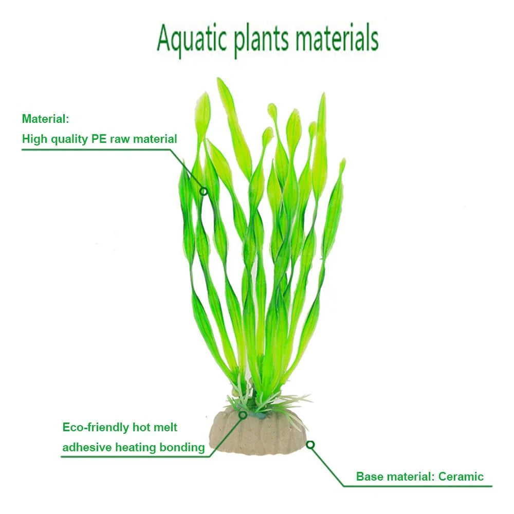 10 PCS Artificial Plastic Fish Tank Plants - Aquarium Decor for Freshwater & Saltwater Tanks