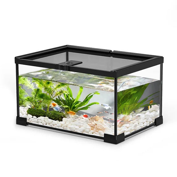 VNEKVA Square Glass Reptile Terrarium - Rainforest Landscaping Habitat for Geckos, Turtles, Spiders, Lizards, Chameleons, Snakes & Fish