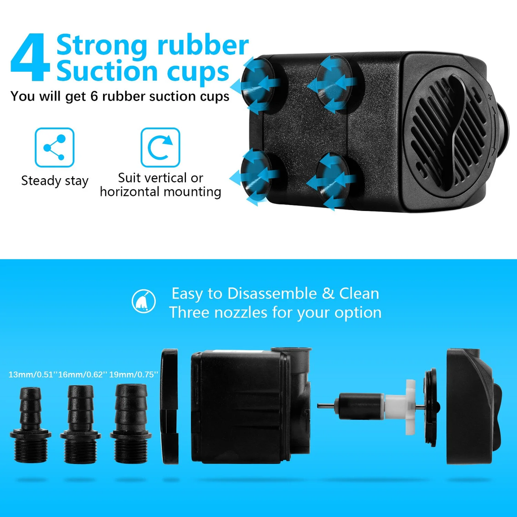 FINAQUA 400GPH Submersible Fountain Pump, Ultra Quiet 25W Water Pump for Pond, Fish Tank, Aquarium & Hydroponics