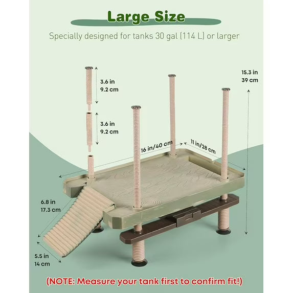 VNEKVA Floating Turtle Basking Dock with Ramp - Reptile Platform for 30 Gallon & Larger Aquarium Tanks
