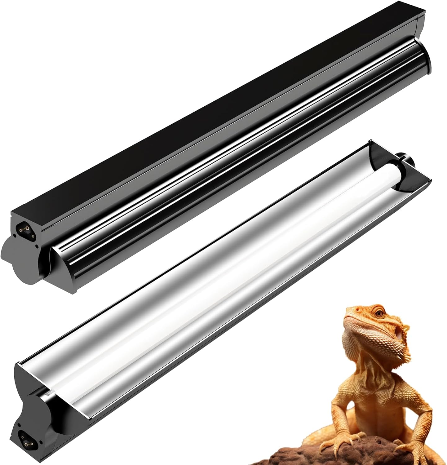 VNEKVA T5 10.0 UVB Reptile Light Combo Kit 8W - 12" Terrarium Hood with Desert Lamp for Gecko, Tortoise & Lizard