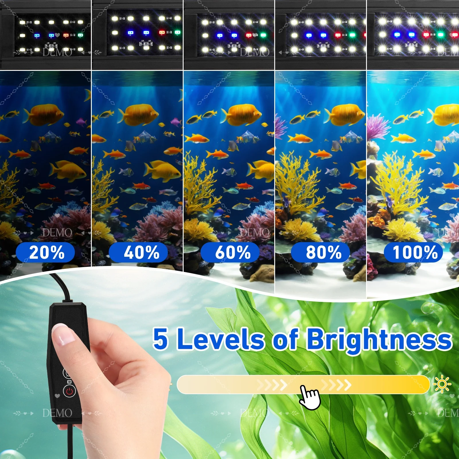 Finaqua LED Aquarium Light for 36-44 Inch Fish Tanks, Full Spectrum, Timer & Adjustable Brightness