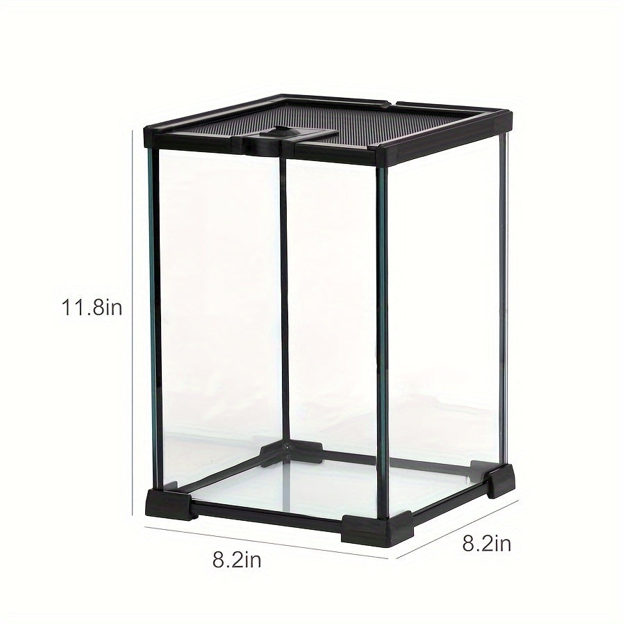 FINAQUA Reptile-specific glass terrarium with top opening and locking lid, suitable for lizards / geckos / frogs
