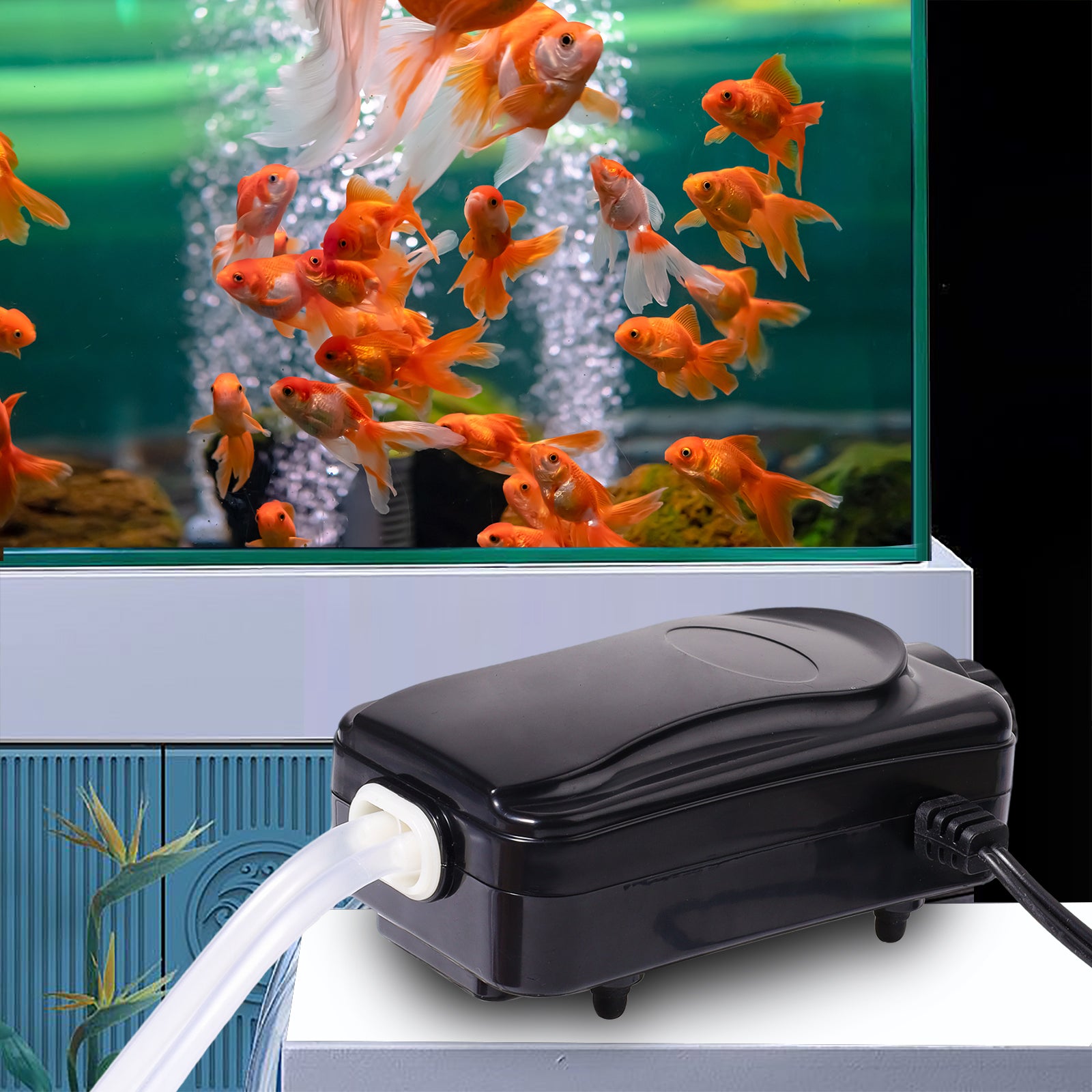 VNEKVA Aquarium Air Pump Dual Outlet Fish Tank Aerator with Accessories for 5-200 Gallon Tank