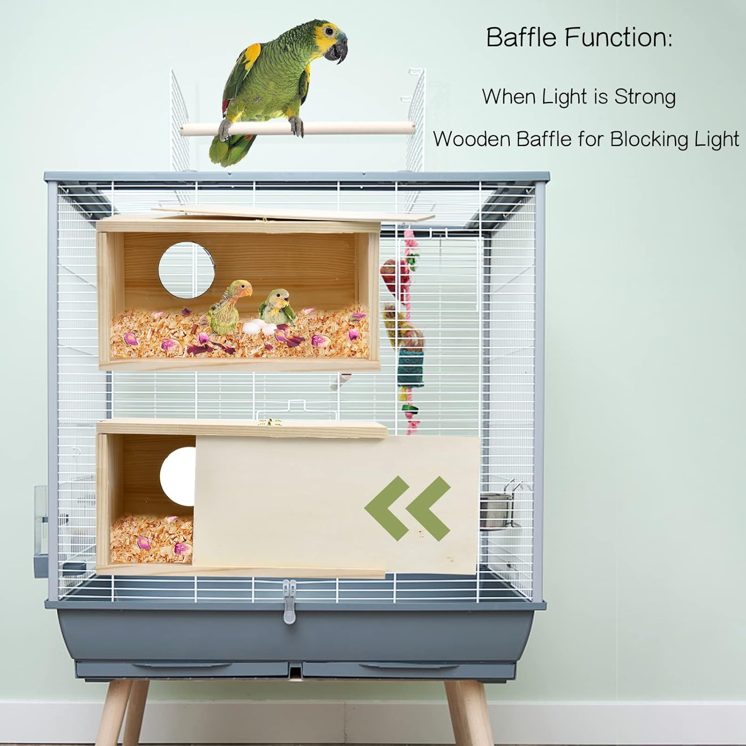 FINAQUA Parakeet Nesting Box, Natural Pine & Acrylic with Detachable Board, for Budgie, Cockatiel, Small Parrots, Lovebirds & Conures (10.6"×5.9"×5.9")