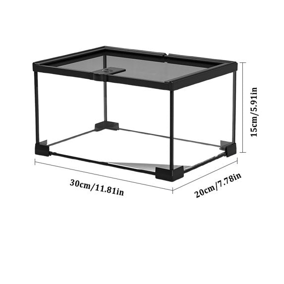 VNEKVA Small Glass Terrarium with Lockable Top, Reptile Tank for Geckos, Lizards, Snakes, Turtles & Amphibians