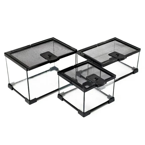 VNEKVA Small Glass Terrarium with Lockable Top, Reptile Tank for Geckos, Lizards, Snakes, Turtles & Amphibians