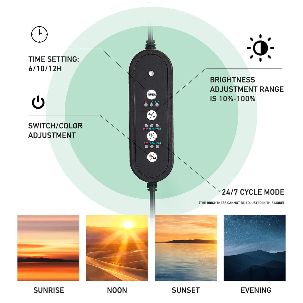 VNEKVA LED Aquarium Light for Fish Tanks, Full Spectrum, 8 Colors with Timer, Clip-On Light Fits Glass up to 0.75in Thick