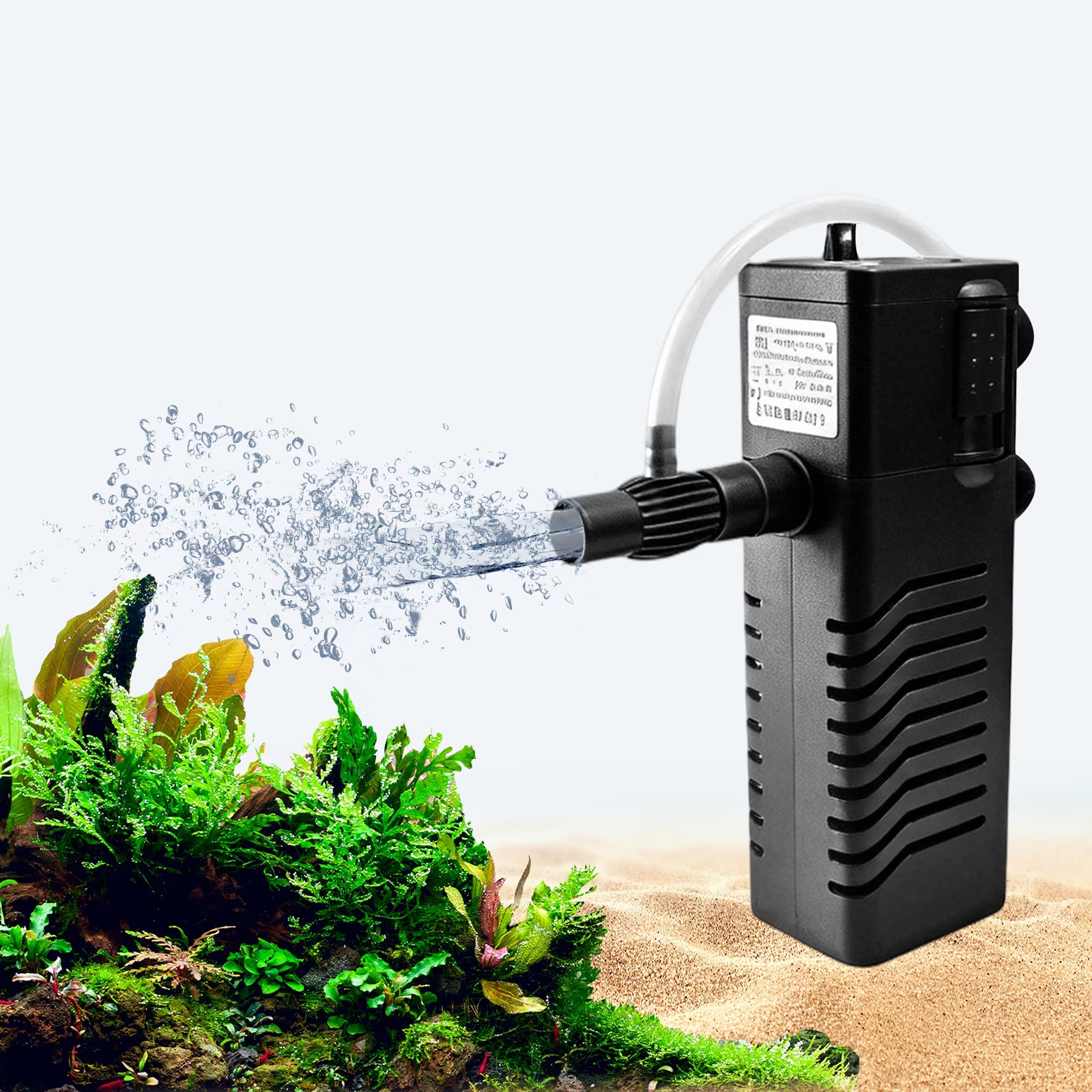 VNEKVA 145GPH Aquarium Filter with Aeration, 8W Submersible Internal Filter for 5-15 Gallon Fish Tanks