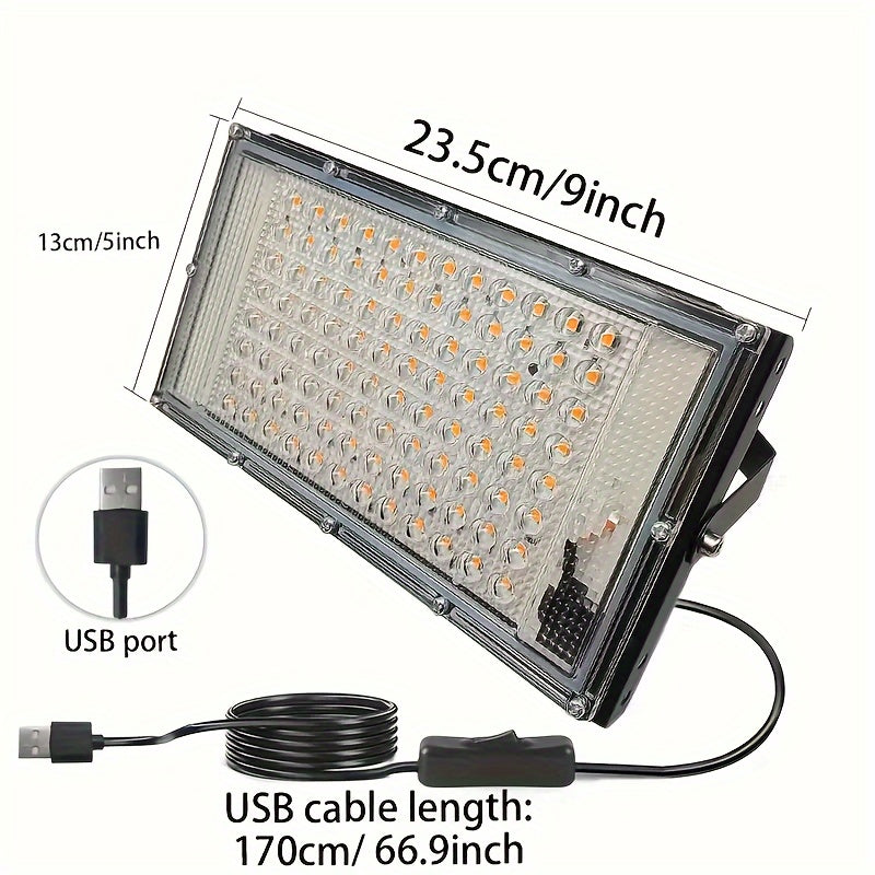 FINAQUA LED Full Spectrum Grow Light, USB Powered – Hydroponic Supplemental Lighting for Indoor Vegetables, Succulents, Flowers & Houseplants
