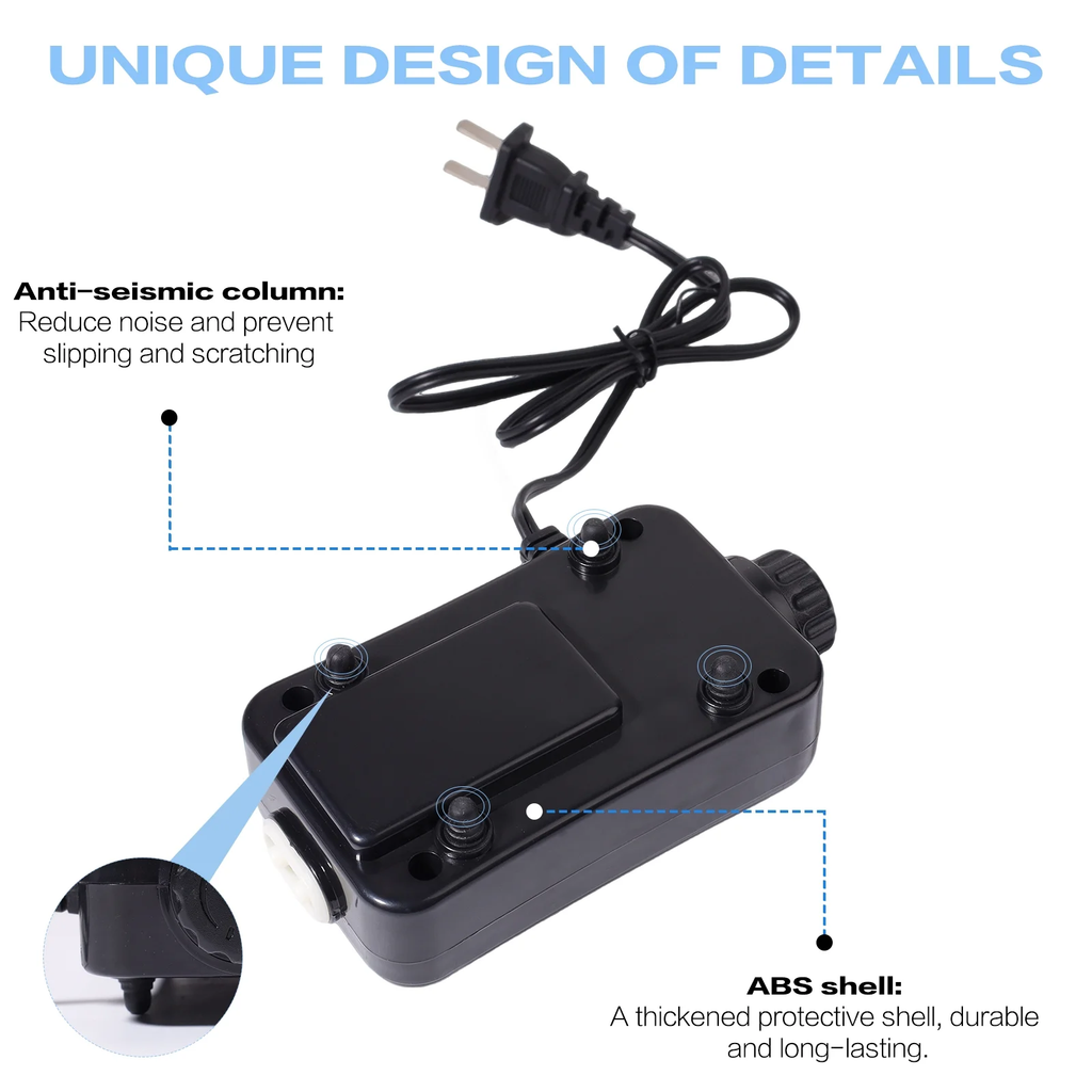 FINAQUA Aquarium Air Pump with Dual Outlets, Adjustable Oxygen Bubbler with Air Stones, Tubing & Check Valves