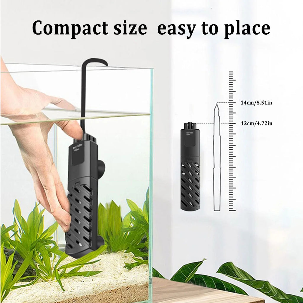 VNEKVA Mini Submersible Aquarium Heater 100W, External Controller & Overheat Protection for 5–15 Gallon Fish & Turtle Tanks