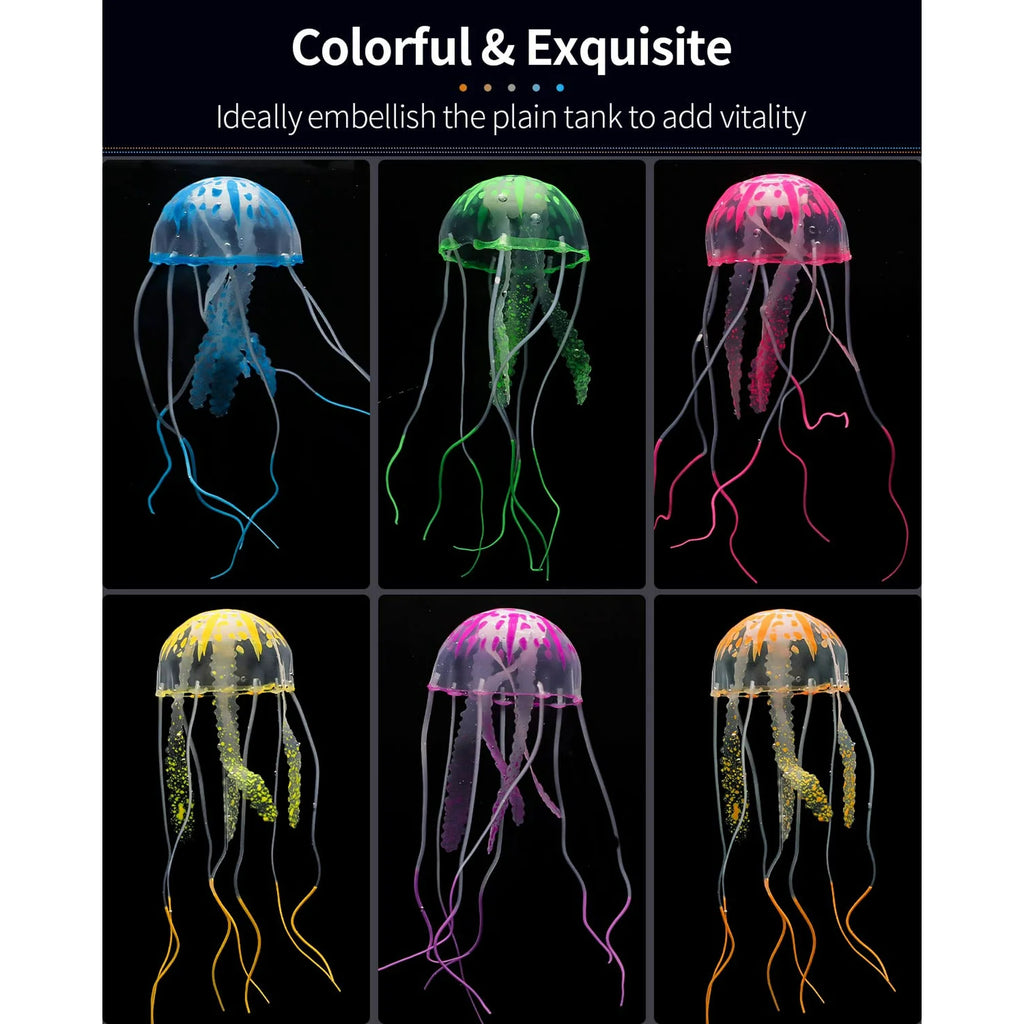 VNEKVA 6 Pcs Luminous Jellyfish Aquarium Ornaments - Glowing Fish Tank Decorations for Aquascape & Landscape