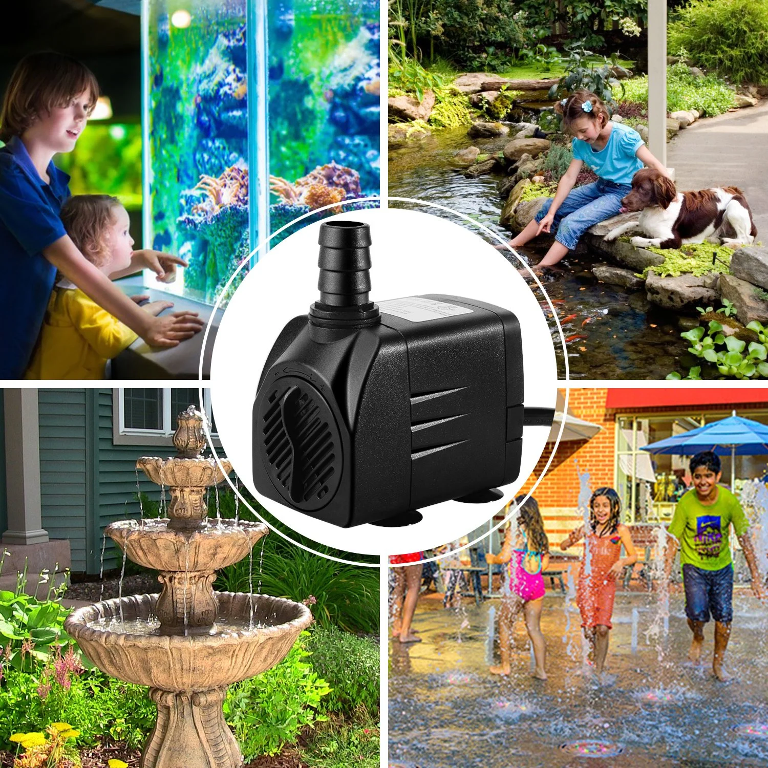 FINAQUA 400GPH Submersible Fountain Pump, Ultra Quiet 25W Water Pump for Pond, Fish Tank, Aquarium & Hydroponics