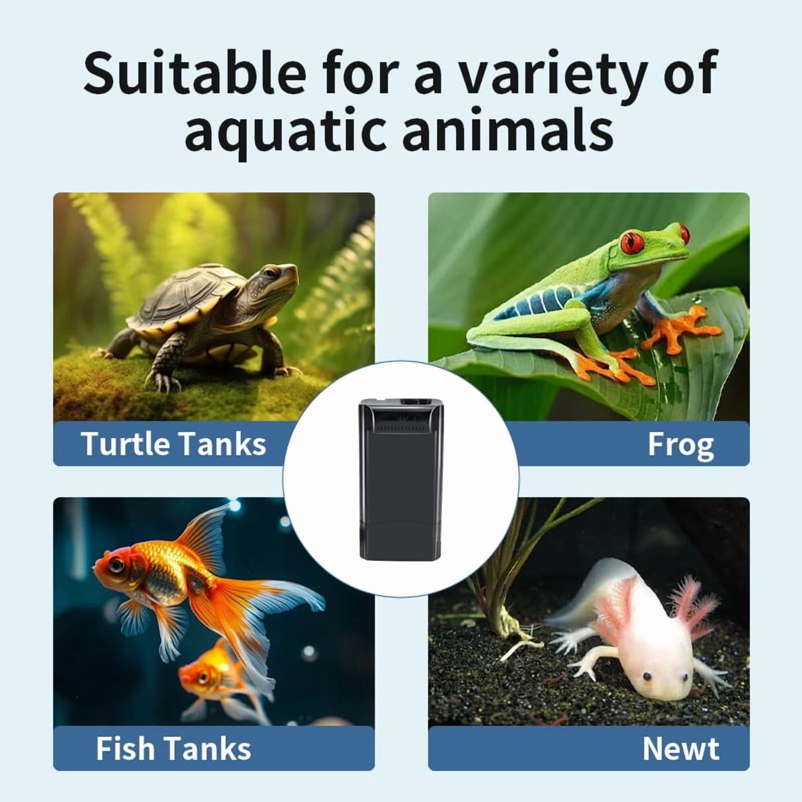 VNEKVA 338GPH Adjustable Internal Aquarium Filter, 22W Quiet Turtle Tank Filter with 3-Stage Filtration for 10-40 Gallon Freshwater & Saltwater Tanks