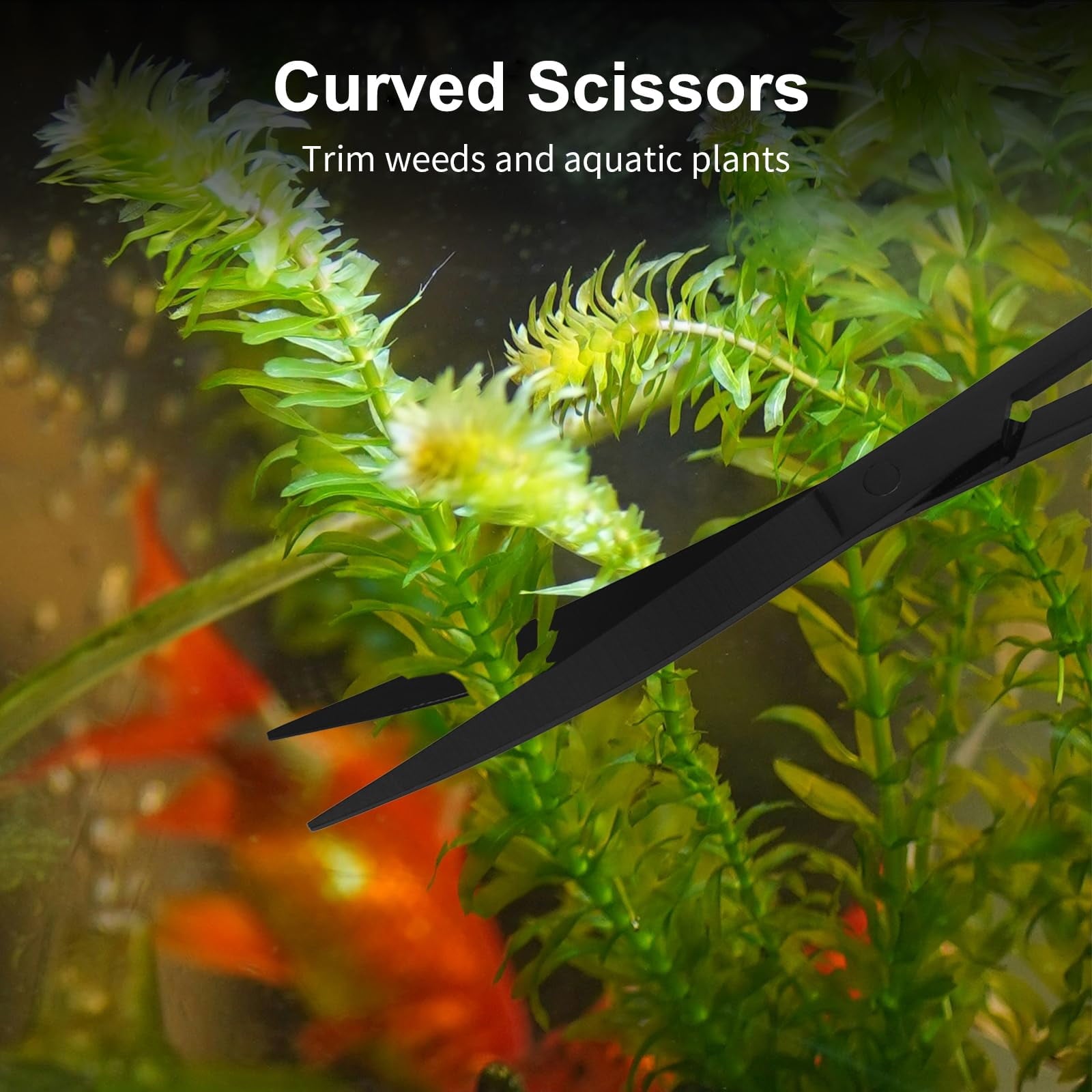 VNEKVA 5-in-1 Aquarium Aquascaping Tools, Stainless Steel Tweezers Scissors Spatula for Aquatic Plant Maintenance with Tool Holder