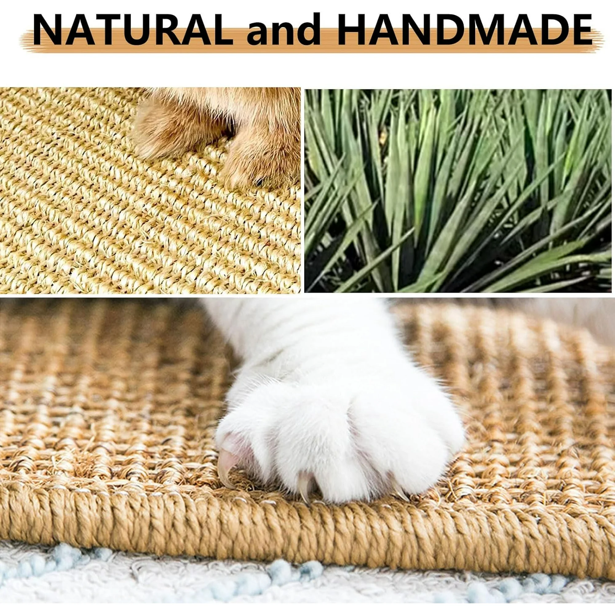 FIAQUA 2PCS Rabbit Scratch Mat, 16x12in Natural Bunny Scratching Pad, Claw & Teeth Care for Bunnies, Multi-Use Mat for Rabbit Cages - Chew Toy, Bedding, Sleeping & Nesting