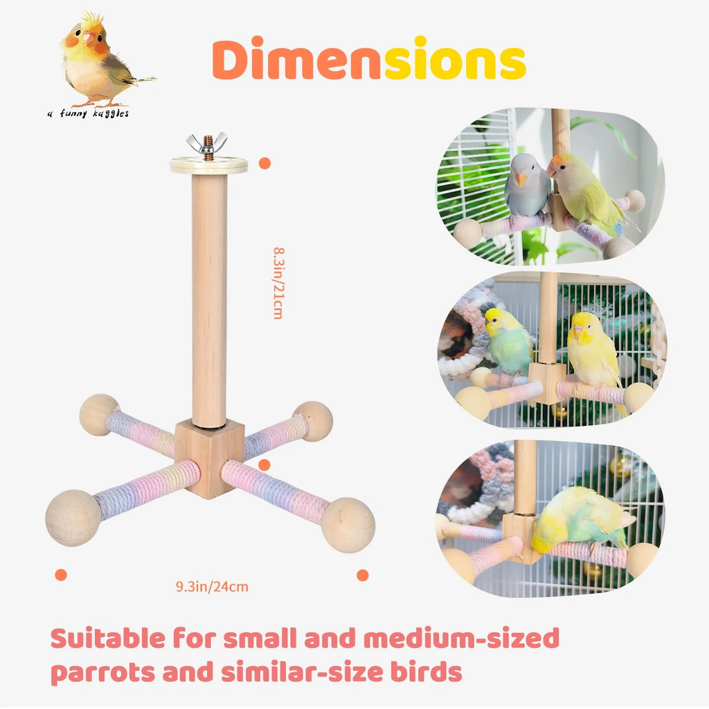 FINAQUA 360 ° Spinning Bird Perch Toy for Parrots – Anti-Boredom Stand for Conures, Cockatiels, Lovebirds, Parakeets, Quakers, Caiques