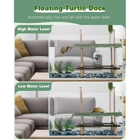 VNEKVA Floating Turtle Basking Dock with Ramp - Reptile Platform for 30 Gallon & Larger Aquarium Tanks