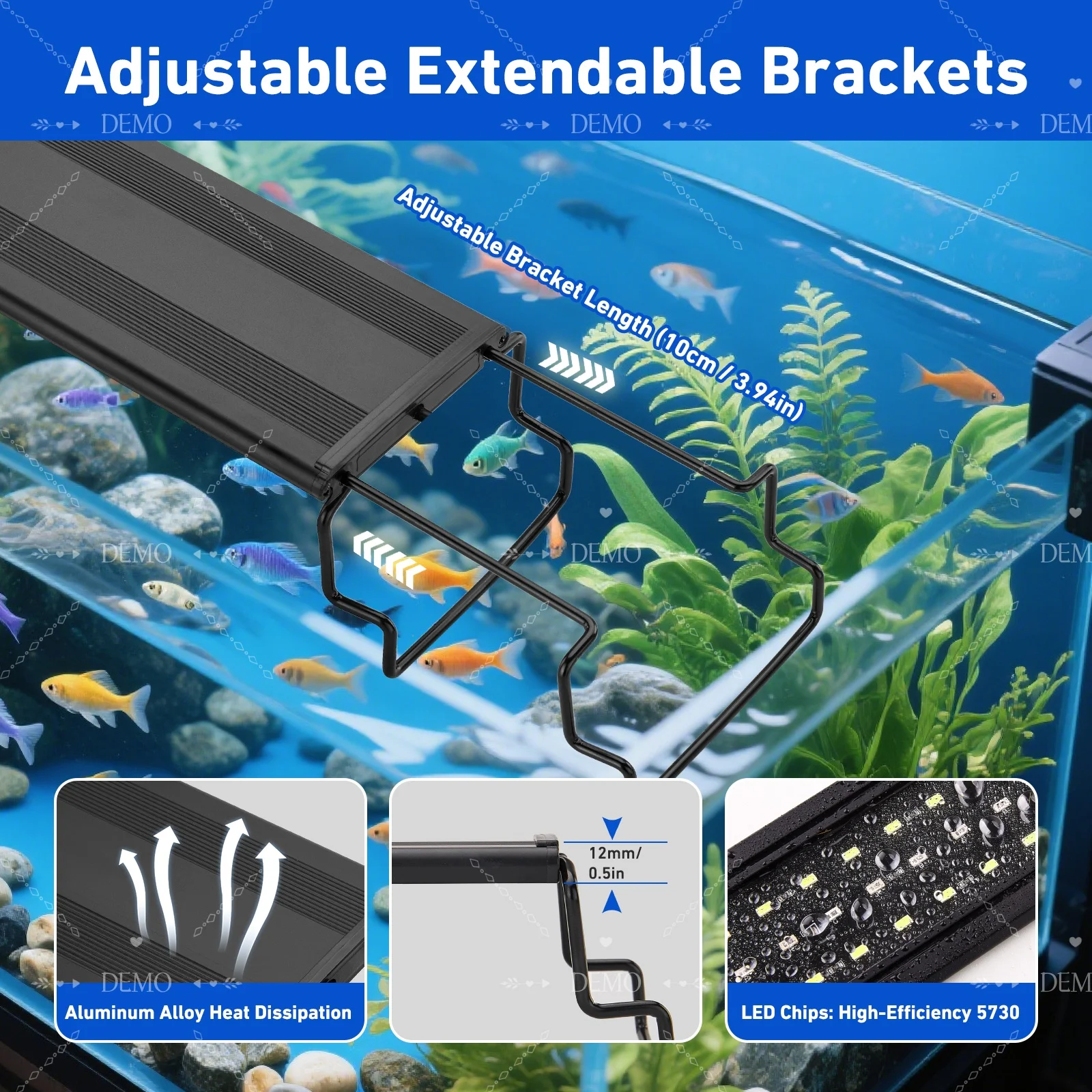 Finaqua LED Aquarium Light for 36-44 Inch Fish Tanks, Full Spectrum, Timer & Adjustable Brightness