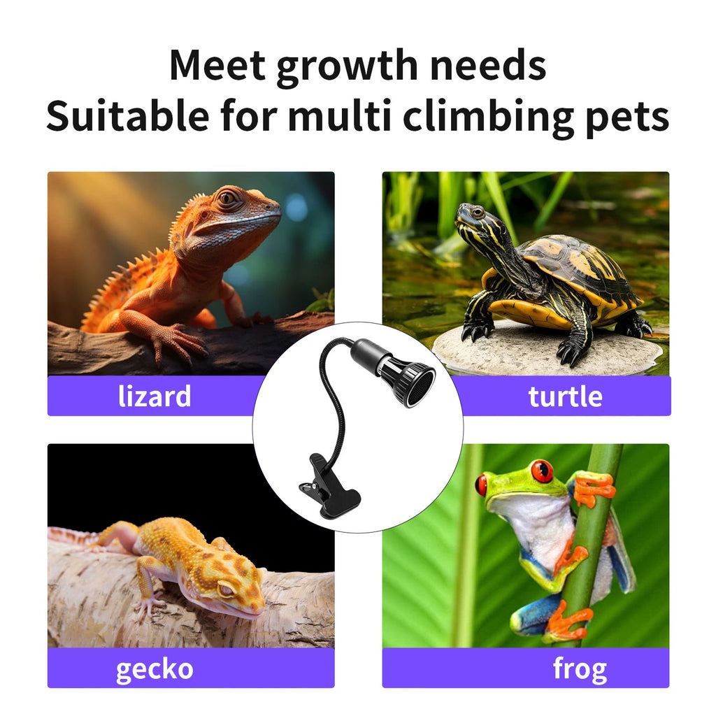 VNEKVA UVB Light for Reptiles & Turtles, Clip UVB Dimmable Timed Reptile Lamp