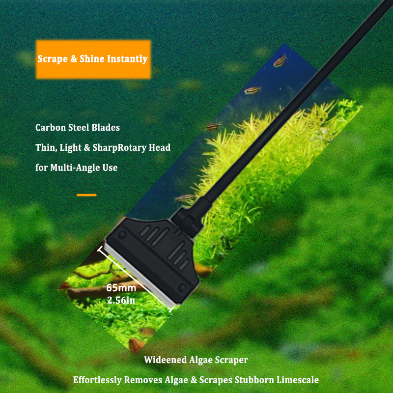 VNEKVA Fish Tank Multifunctional Cleaning Tool Set - Telescopic Algae Scraper with 10 Blades, Algae Removal Net & Scraper