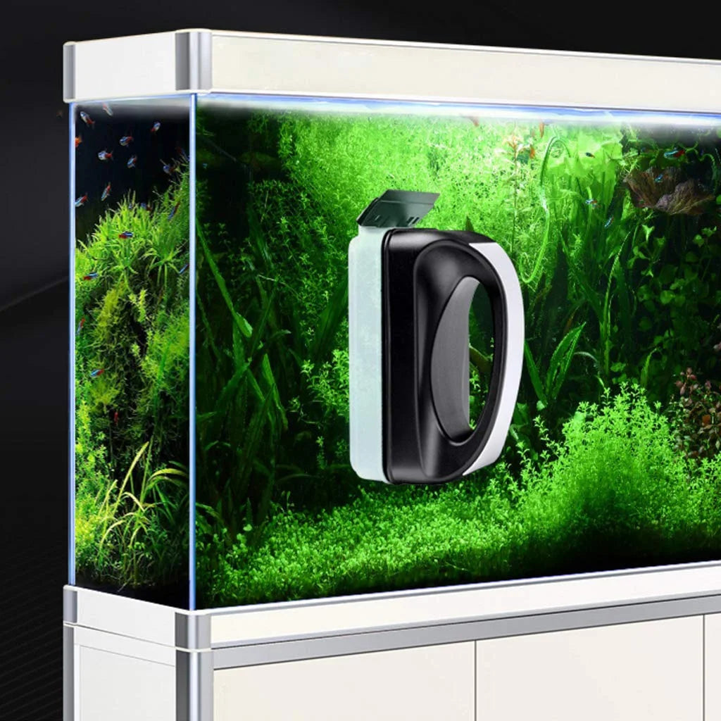 Magnetic Aquarium Glass Cleaner - Scratch-Free Algae Scraper Brush with Handle for Fish Tanks