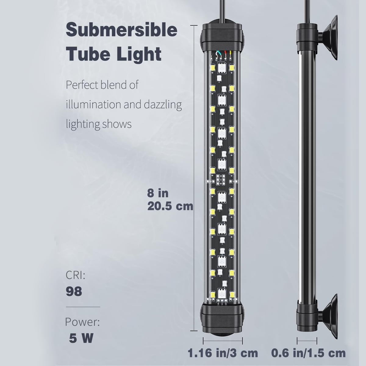 VNEKVA Aquarium LED Light with Full Spectrum RGBW + 24/7 Timer & Adjustable Brightness for 8-15in Fish Tanks
