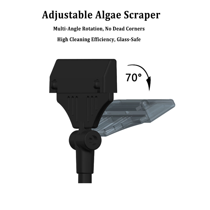 VNEKVA Fish Tank Multifunctional Cleaning Tool Set - Telescopic Algae Scraper with 10 Blades, Algae Removal Net & Scraper