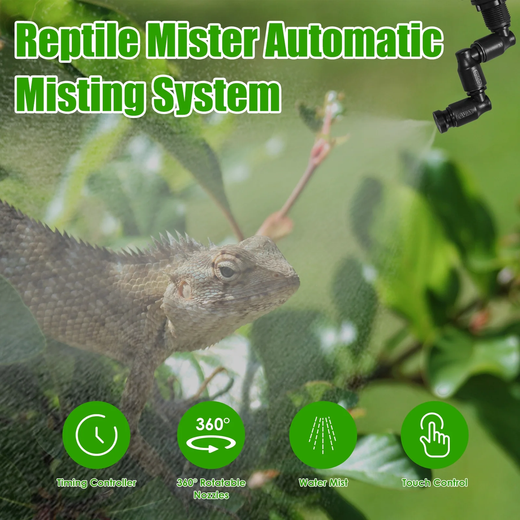 FINAQUA Reptile Humidifier with Automatic Mister – Intelligent Spray System, Adjustable Nozzles for Reptiles, Chameleons & Herbs