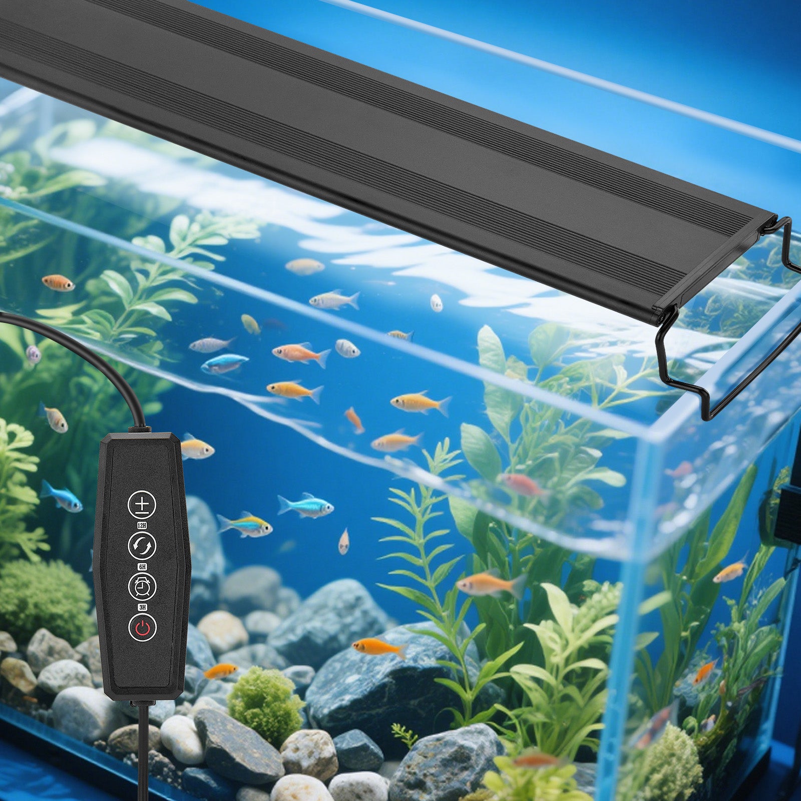 VNEKVA Full Spectrum LED Aquarium Light, 12-53Inch for Fish Tanks, 3 Light Modes, 5-Level Dimmable, Timer