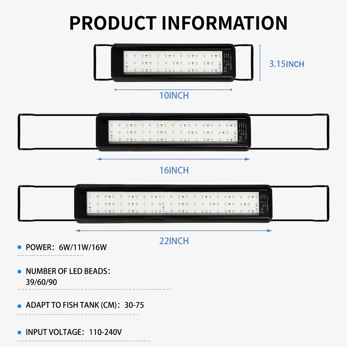 VNEKVA LED Fish Tank Light, Full‑Spectrum Dimmable Timer, Extendable Bracket for 12‑18" Planted Aquarium